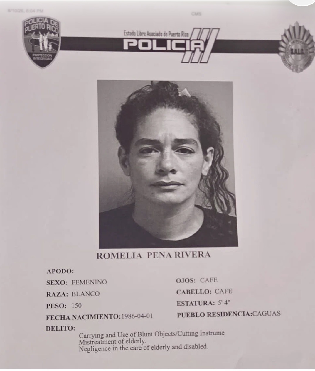 Mujer enfrenta cargos por presuntamente amenazar con un cuchillo a su madre y padrastro en Juncos