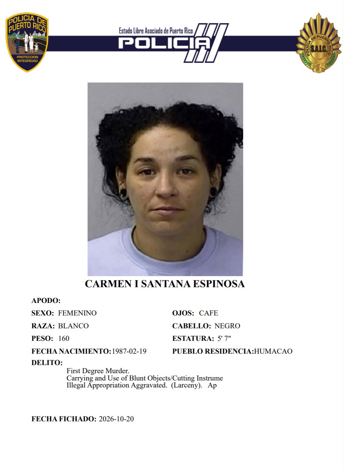 Ingresan a prisión a mujer acusada de tentativa de asesinato contra hombre de 66 años en Humacao